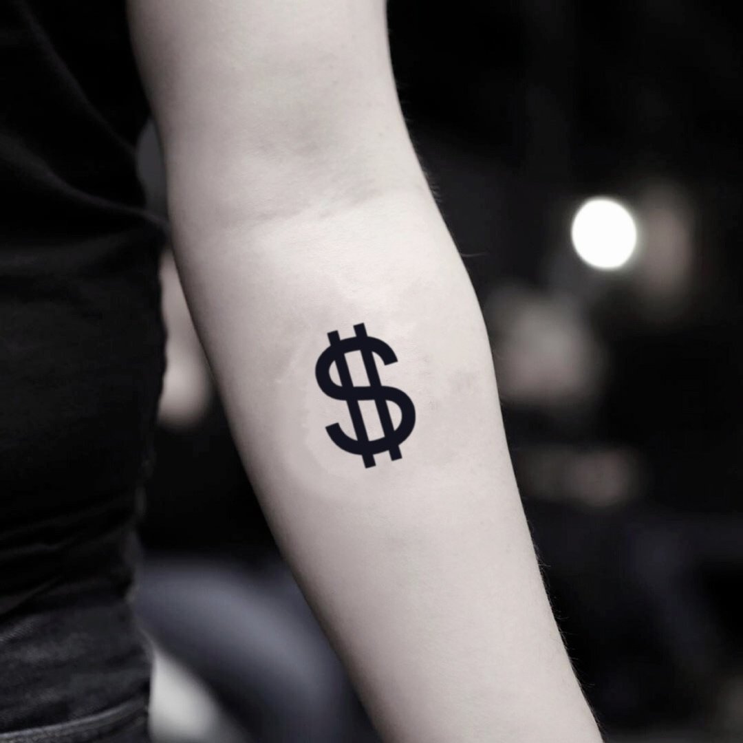 OhMyTat 金钱符号标志 Money Sign 刺青图案纹身贴纸 (2 张) - 纹身贴 - 纸 黑色