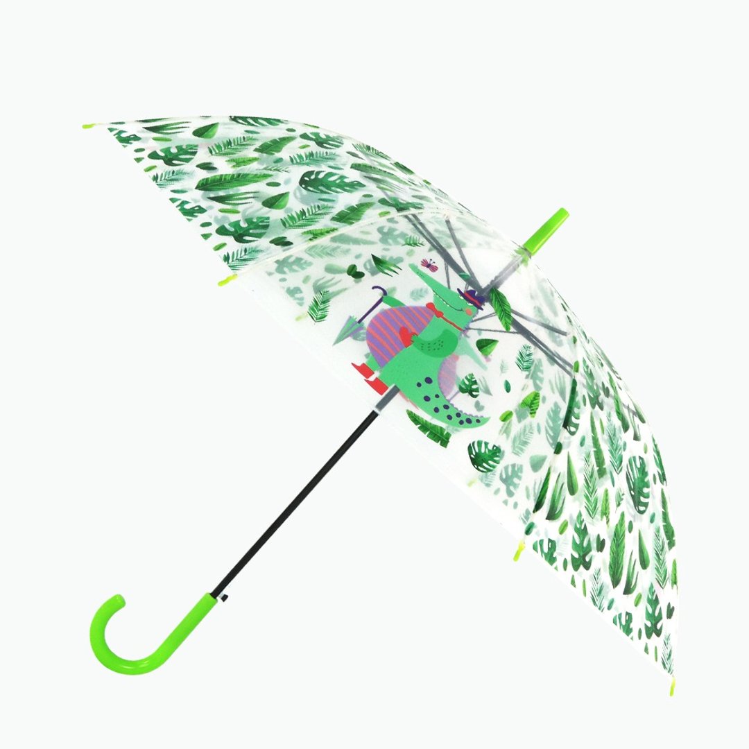 双龙可爱动物透明伞 大伞面防风环保伞 (鳄鱼) - 雨伞/雨衣 - 防水材质 绿色