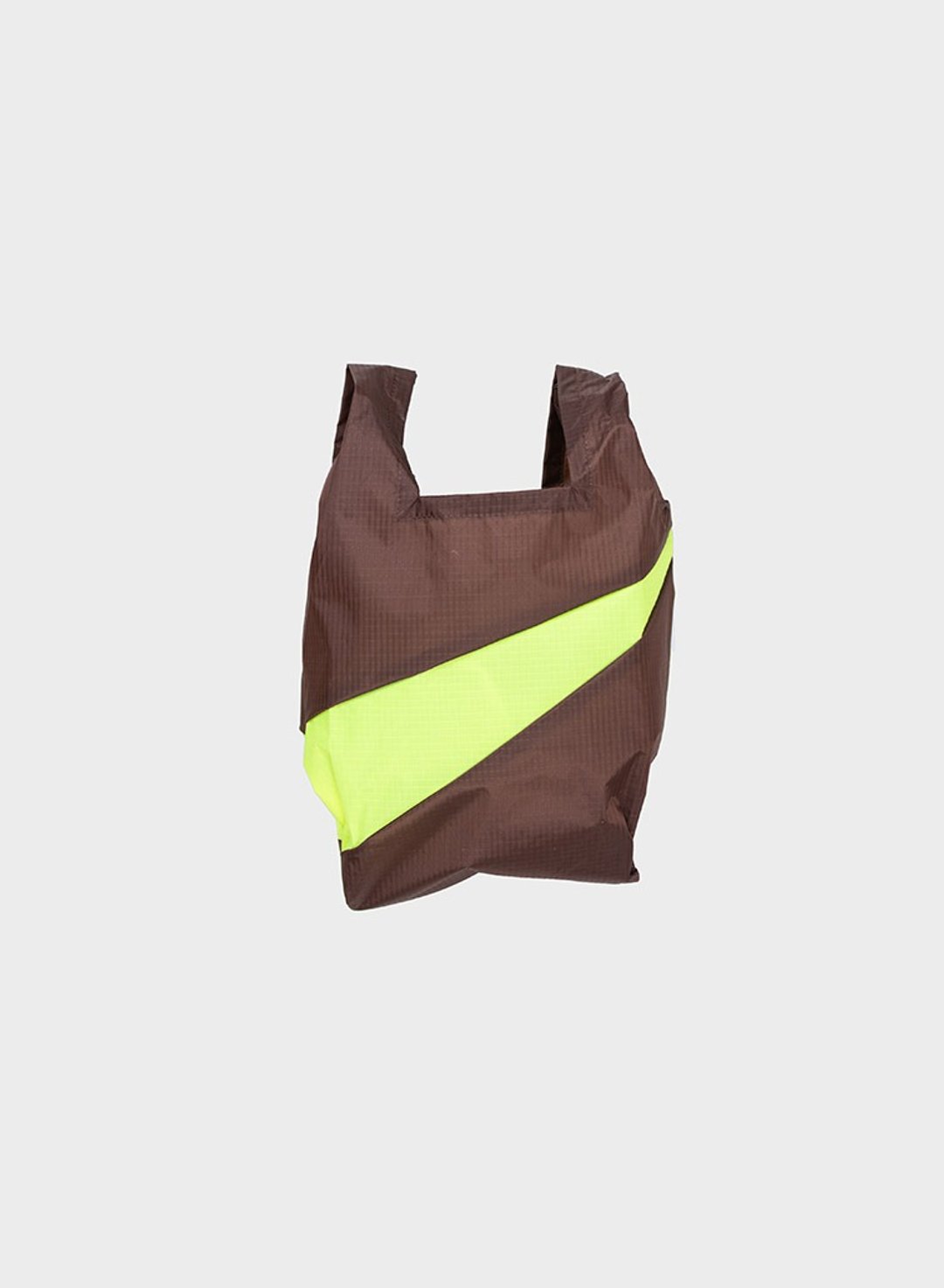 Shoppingbag, Brown &amp; Fluo Yellow 防泼水轻量提袋 咖啡/萤光黄 - 手提包/手提袋 - 尼龙 咖啡色