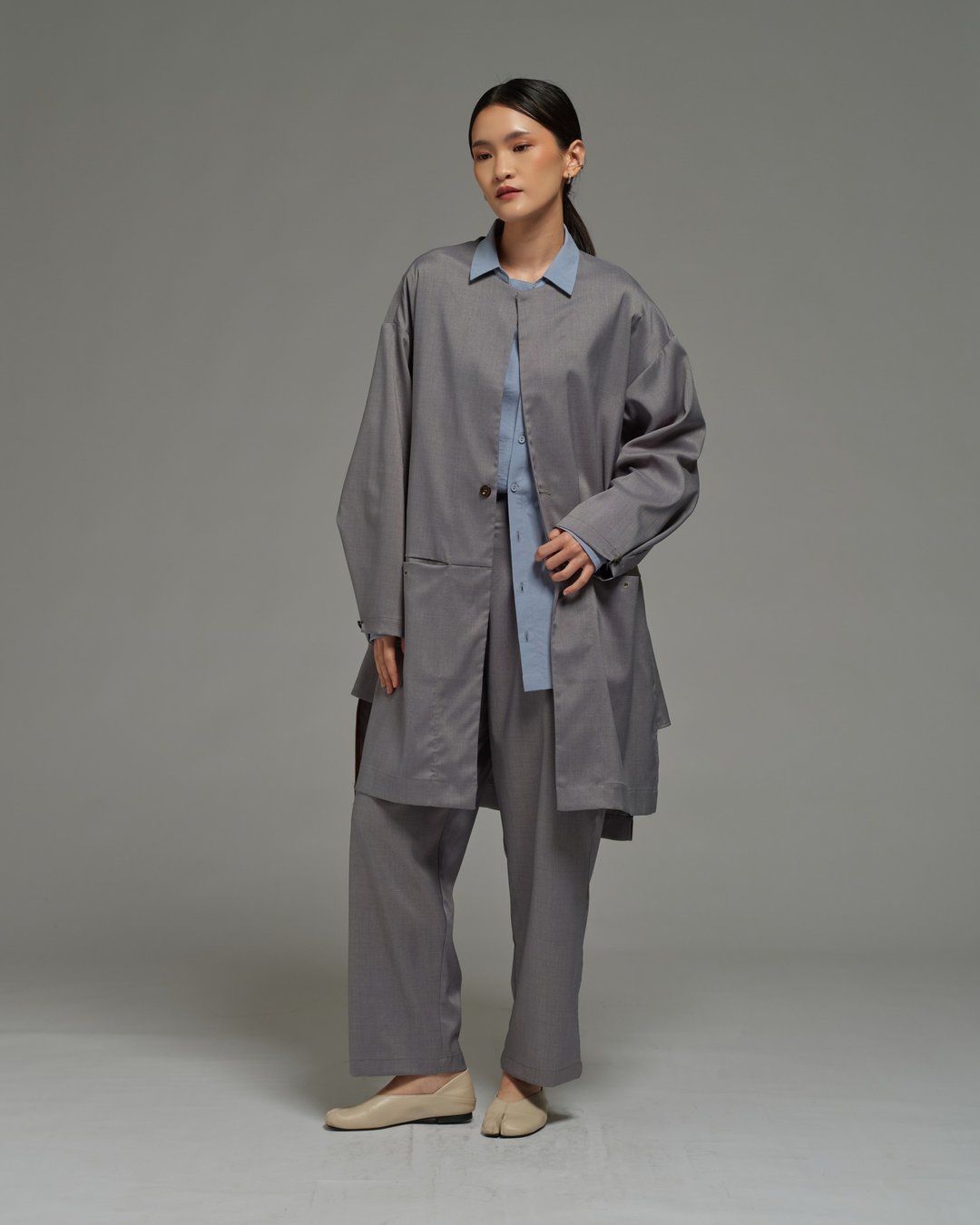 Unisex：The Overcoat (灰色) - 女装休闲/机能外套 - 聚酯纤维 灰色