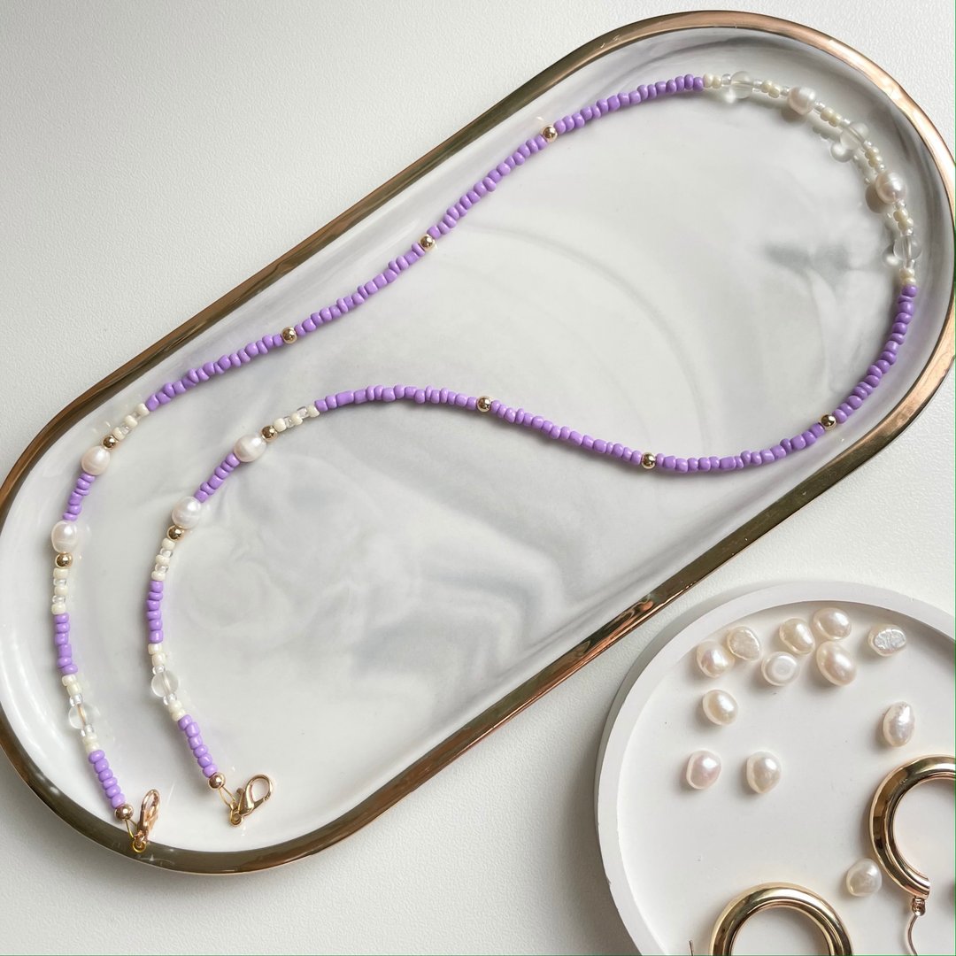 Purple glasses and mask chain - 口罩 鏈, 口罩 繩 - 口罩 - 珍珠 紫色