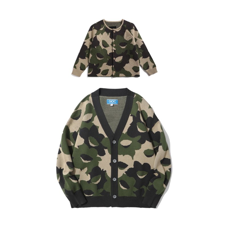 限定优惠 - GOC Studio 亲子两件套装 迷彩色水仙花针织外套 - 女装针织衫/毛衣 - 棉．麻 