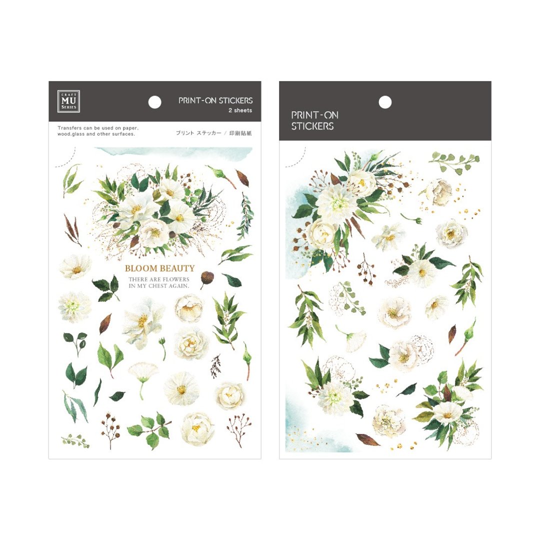 【Print-On Stickers 转印贴纸】no.141-晨香白栀 | 花草系列 - 贴纸 - 其他材质 黄色