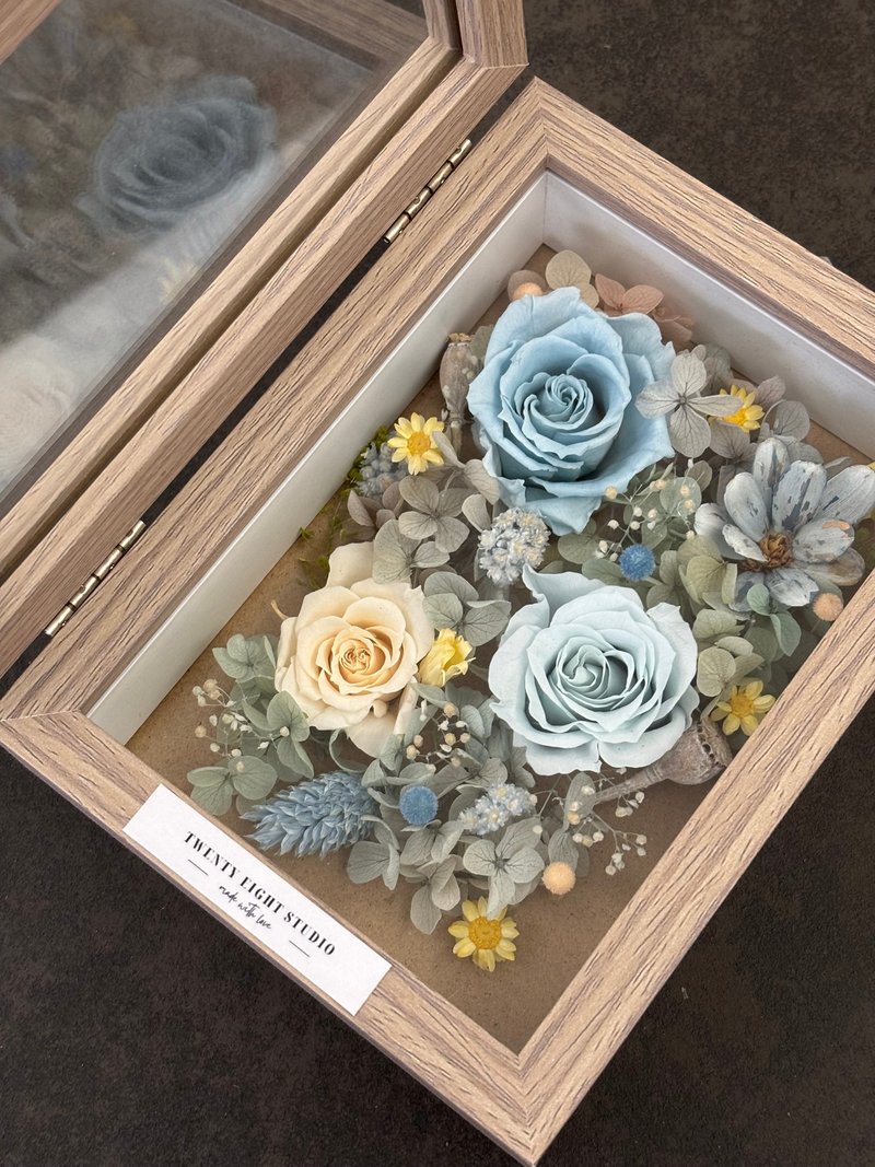 木盒永生相框花 梦幻蓝款 可定制 - 干燥花/捧花 - 植物．花 蓝色