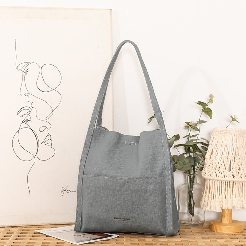 【金安德森】Casey 简约牛皮托特包-亚麻蓝 - 侧背包/斜挎包 - 真皮 蓝色