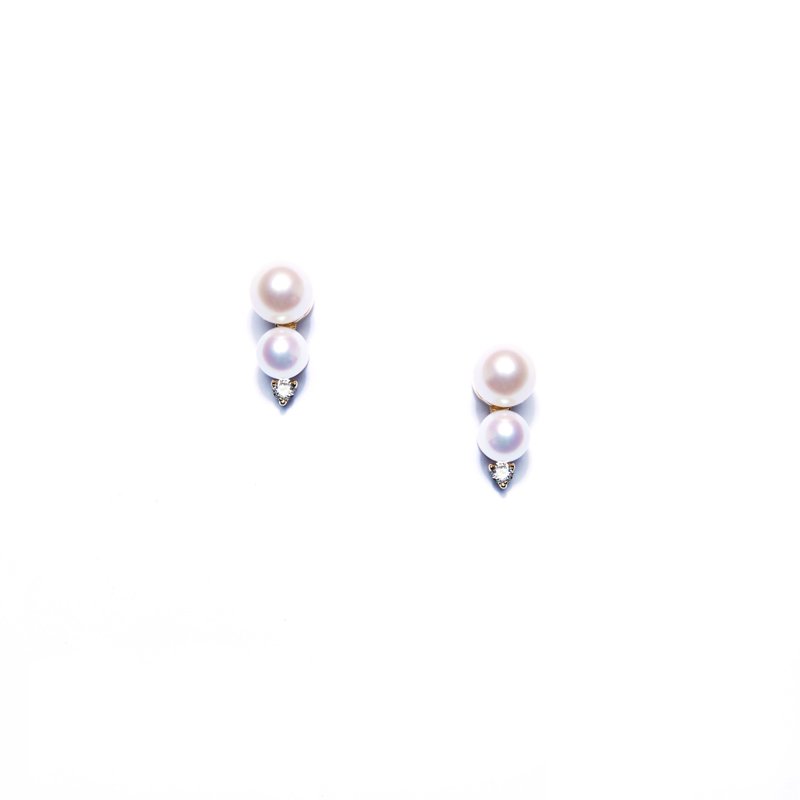 925银厚镀18K金 Gradual Pearl Earring - 耳环/耳夹 - 珍珠 金色