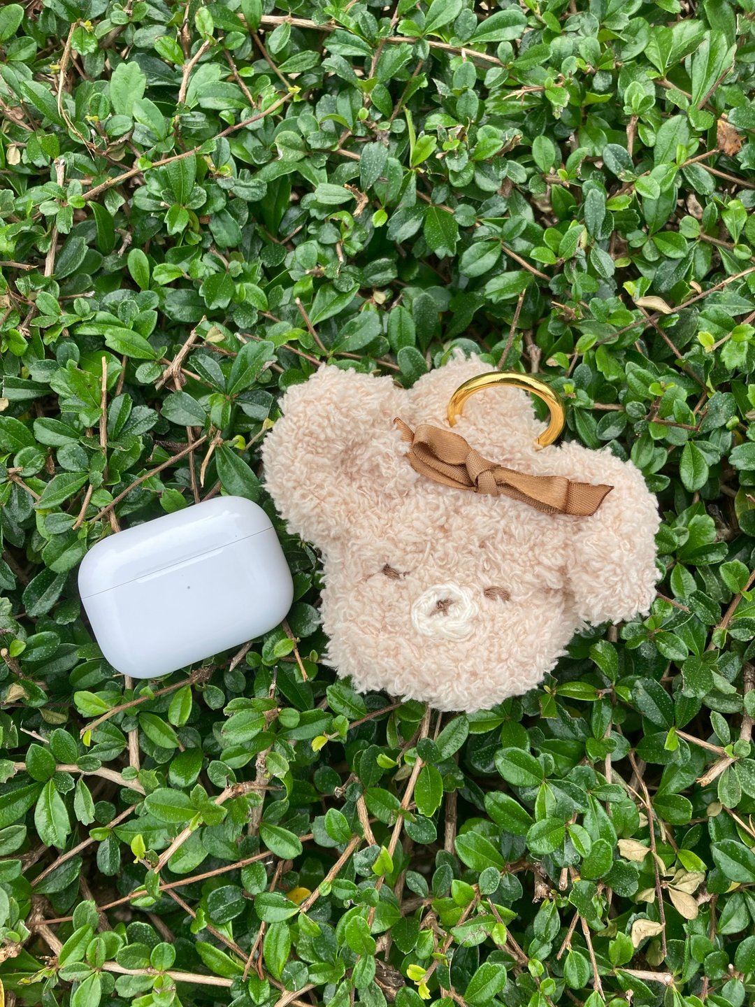 【 原创 纯手工 】小熊 针织 AirPod套 消毒酒精套 连 锁匙扣 - 耳机收纳 - 其他人造纤维 卡其色