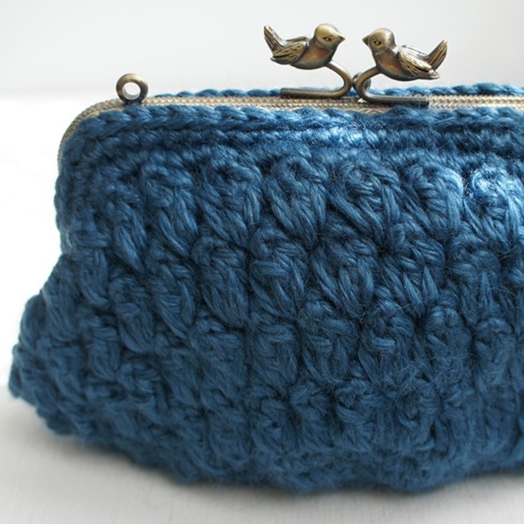 Ba-ba handmade☆ popcorn crochet petit-bag (No.C977) - 手提包/手提袋 - 其他材质 蓝色