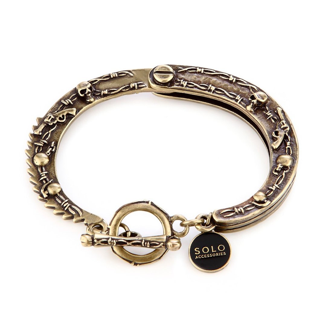 荆棘骷颅手铐手环 Thorns Vampire Skull Handcuffs Bracelet - 手链/手环 - 其他金属 金色