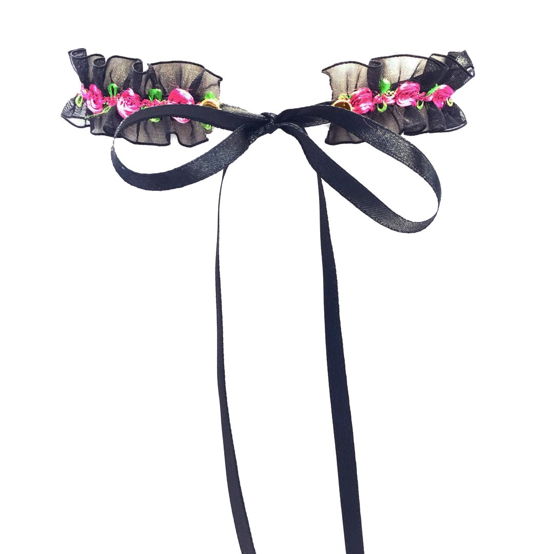 Black Lovers Tie Up Choker - 项链 - 其他材质 黑色