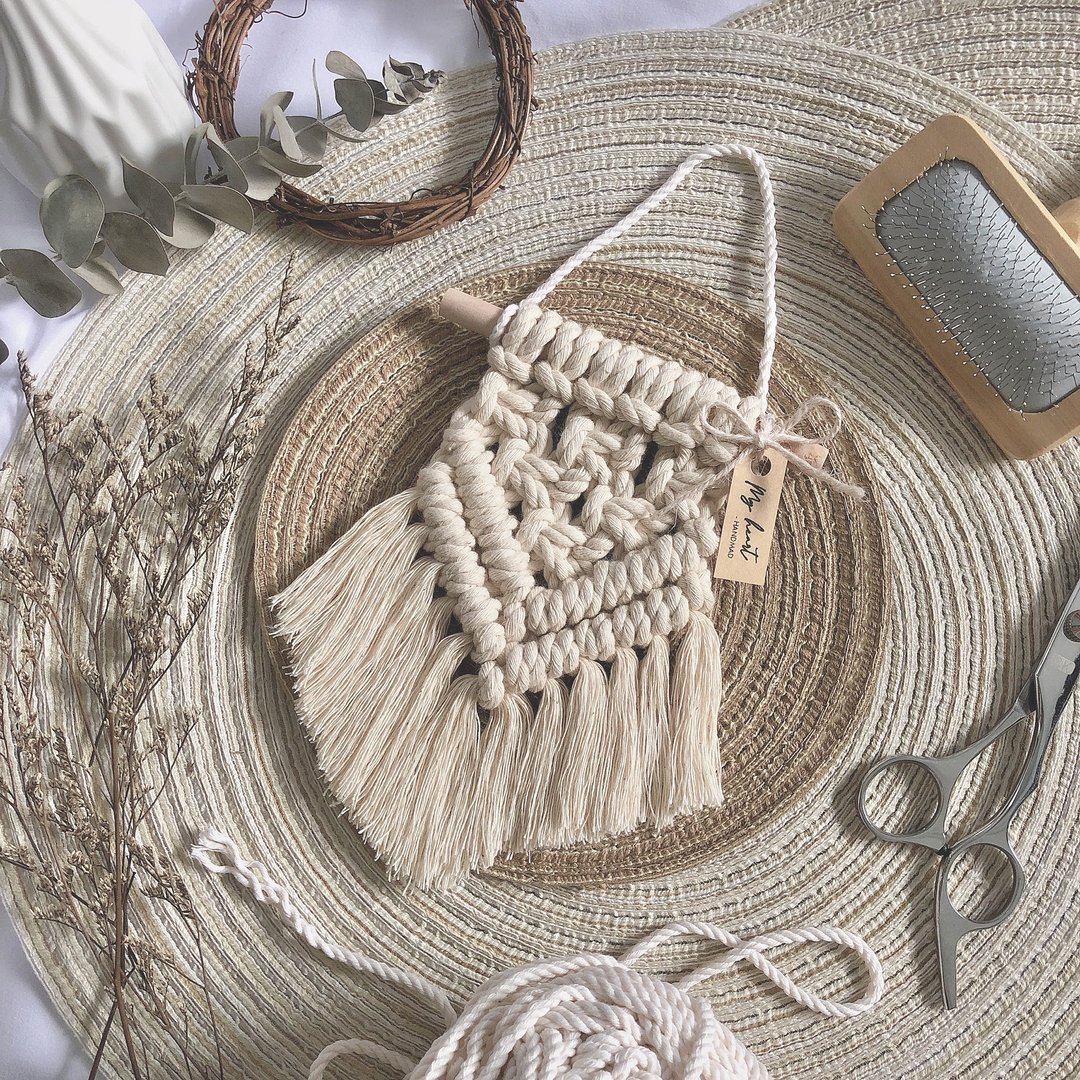Macrame 木条编织挂饰 x 壁挂 - 摆饰 - 棉 白色