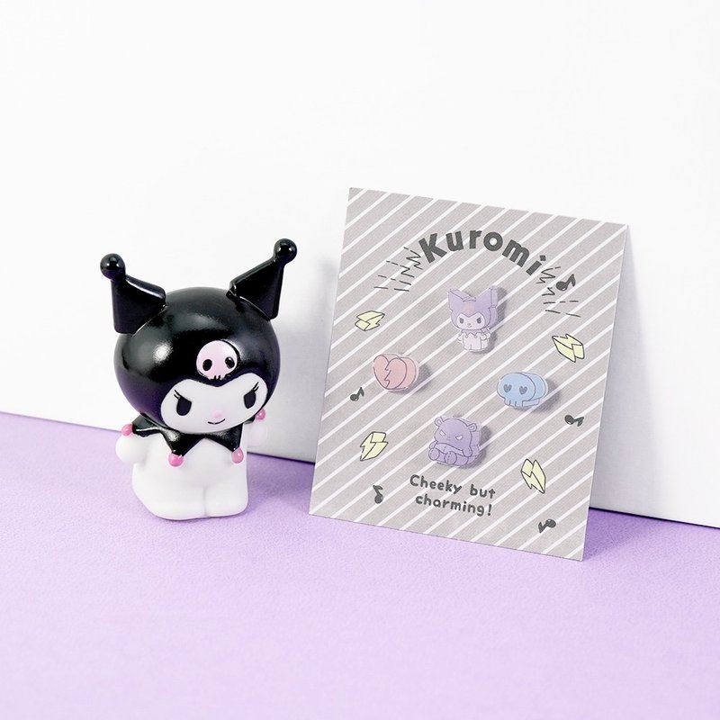 Kuromi系列-酷洛米造型耳环组-积木款 - 耳环/耳夹 - 其他金属 多色