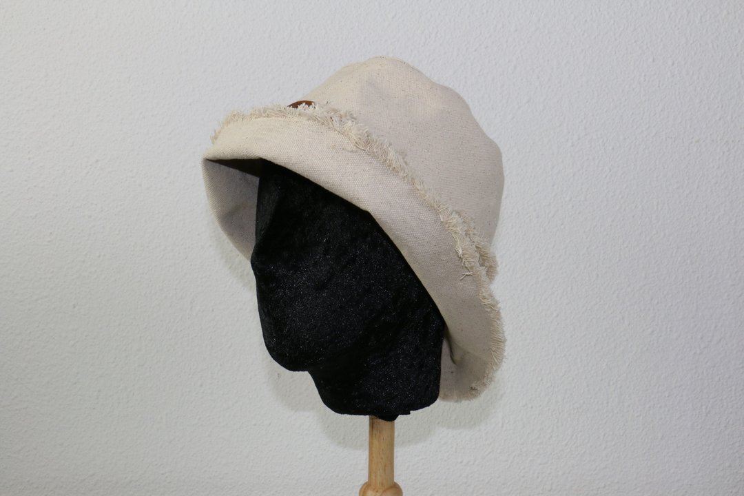 Cotton bucket hat, Boro style, Thai fabric, crimson - 帽子 - 棉 