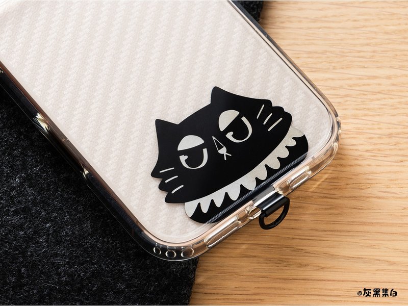 黑猫马路造型 不锈钢全金属手机挂片 - 手机配件 - 不锈钢 黑色