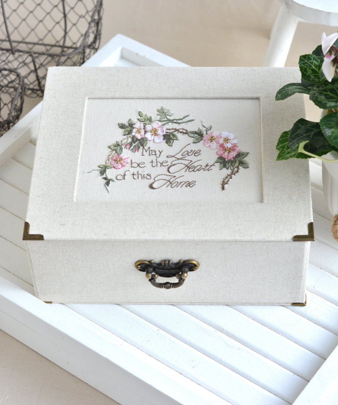 Craft box, sewing box for storing sewing accessories box for threads - 收纳用品 - 亚麻 卡其色