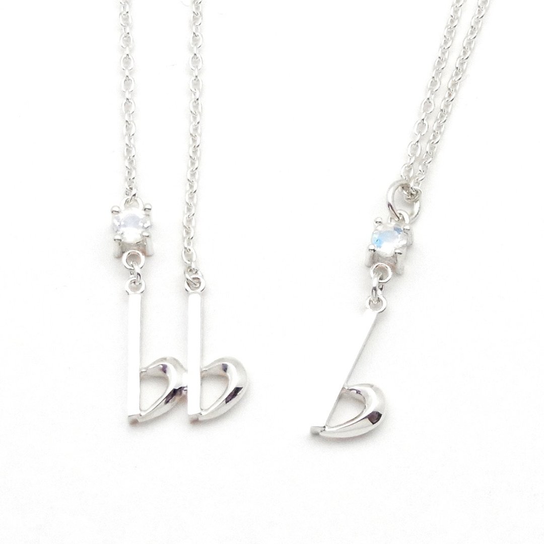 Birthstone for June/ Musical symbols Pendant - 项链 - 纯银 透明