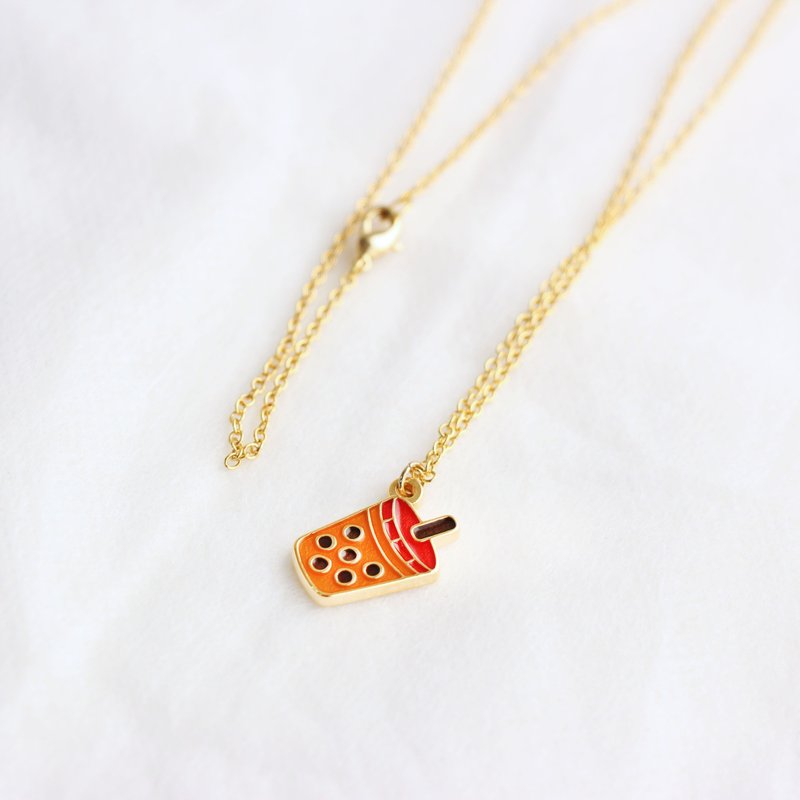 【卡片项链Card Necklace】台湾文化 入色款-珍珠奶茶 - 项链 - 其他材质 卡其色