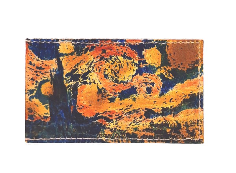 钞悠小袋  梵谷  星空 - 皮夹/钱包 - 真皮 橘色