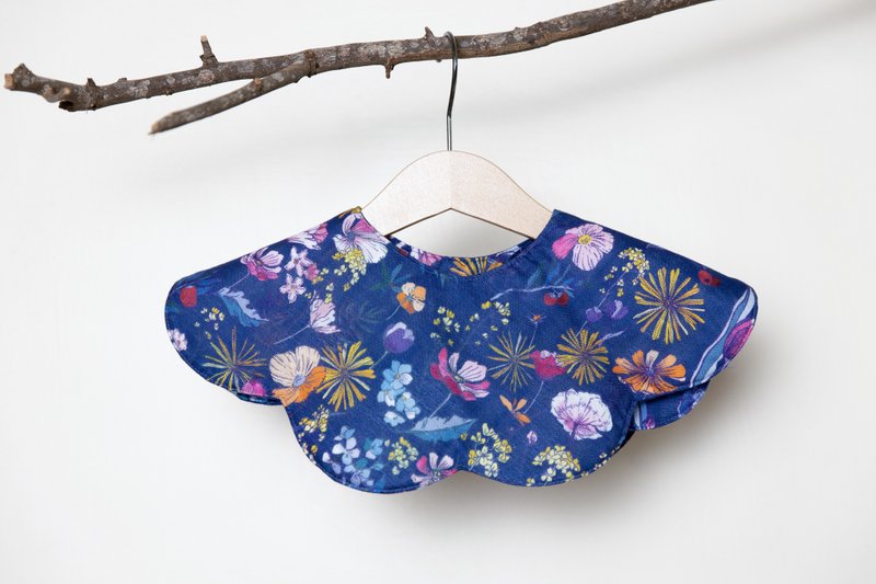 【二重纱+透气防水】软Q夹心~云朵围兜兜 口水巾 琉璃绀 TPU压棉 - 围嘴/口水巾 - 棉．麻 蓝色