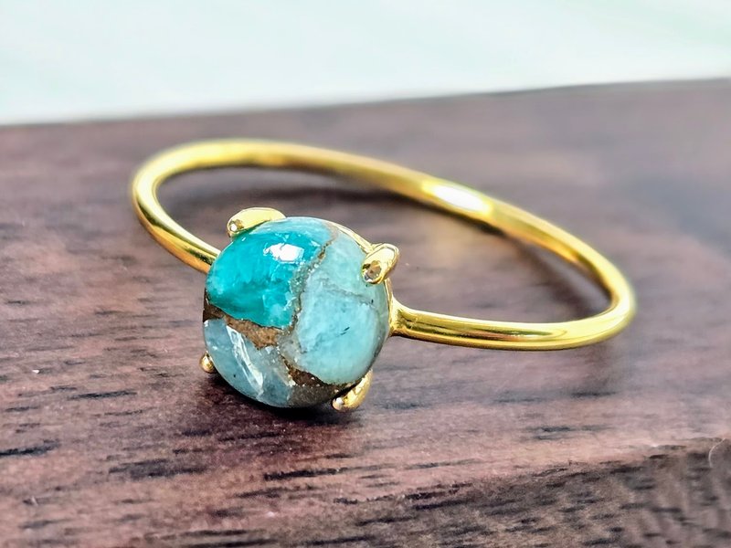 ```
【日本手作】Amazonite 铜珠戒指 18kgp - 戒指 - 宝石 蓝色