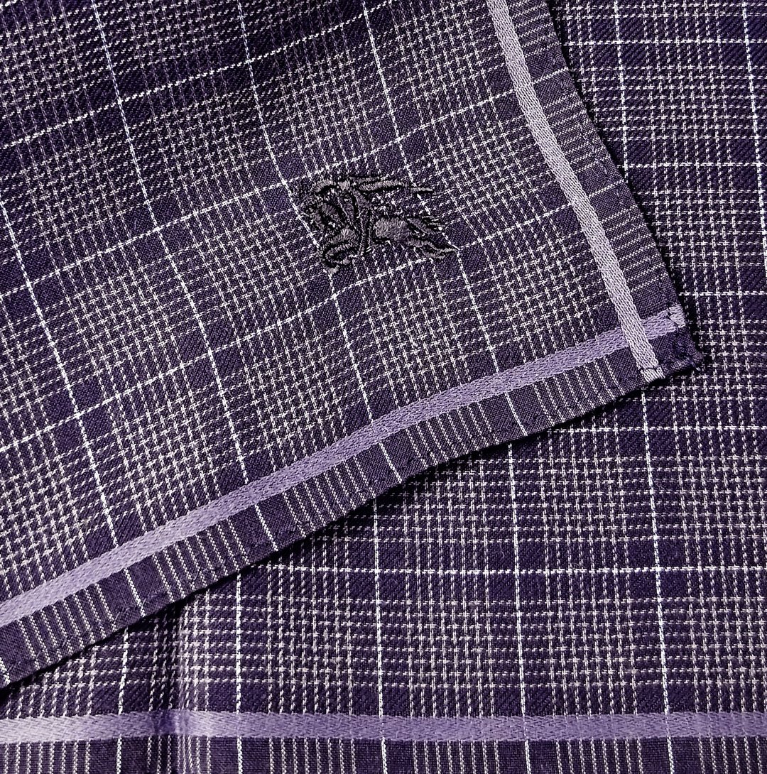 经典格纹紫色 Burberry 手帕领巾 18.5 x 18.5 英寸 礼物 - 手帕/方巾 - 棉．麻 紫色