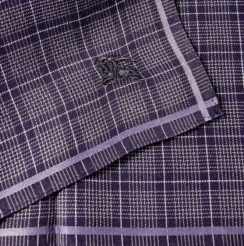 经典格纹紫色 Burberry 手帕领巾 18.5 x 18.5 英寸 礼物 - 手帕/方巾 - 棉．麻 紫色