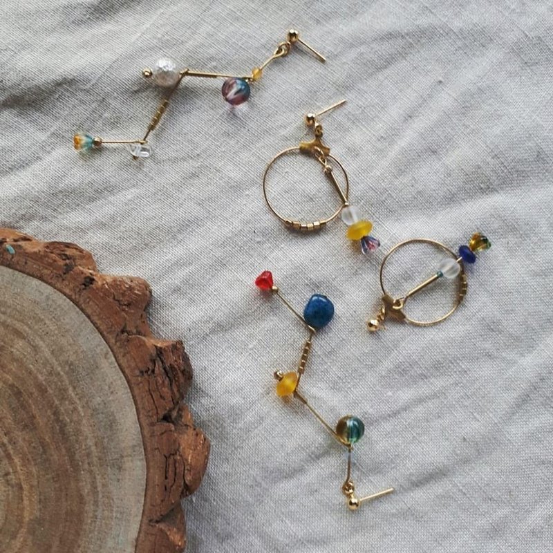 树枝上的芽_不规则耳环(可改夹) - 耳环/耳夹 - 宝石 蓝色