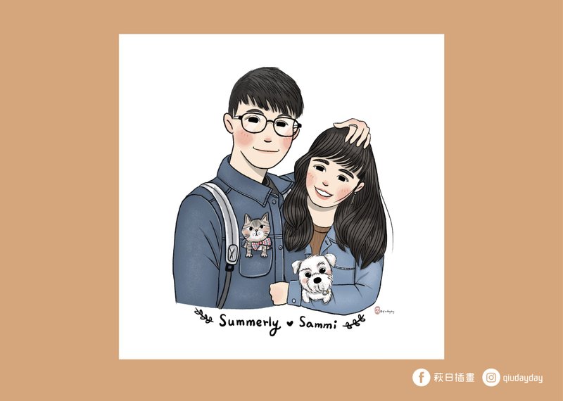 定制化插画卡通插画|似颜绘|生日礼物|周年礼物|电子档 - 订制画像 - 其他材质 