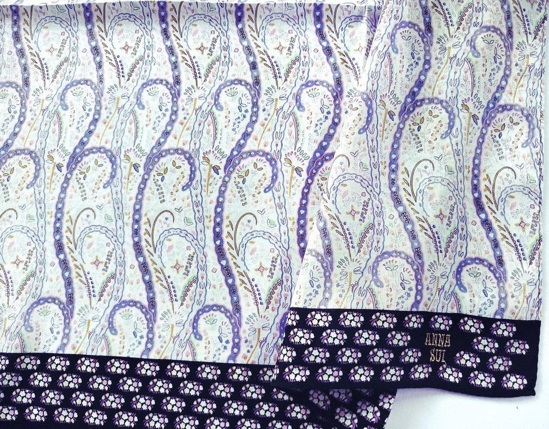 Anna Sui 古董丝巾 碎花 20 x 20 英寸 - 丝巾 - 棉 紫色