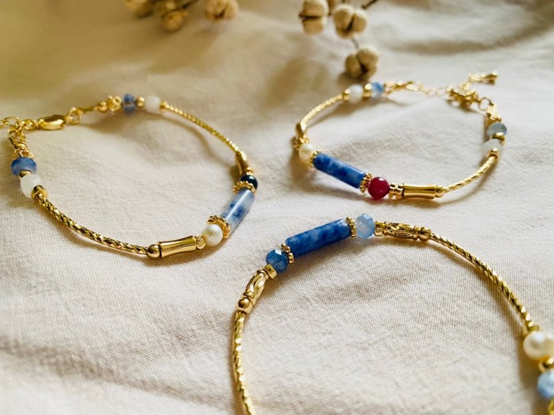 蓝色多瑙河-蓝点石蓝晶碧玺月光手链 - 手链/手环 - 水晶 