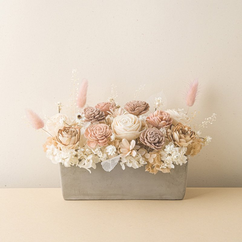 原粹长型水泥盆开幕花礼 新居落成 生日礼物 永生花 索拉花 礼物 - 干燥花/捧花 - 植物．花 