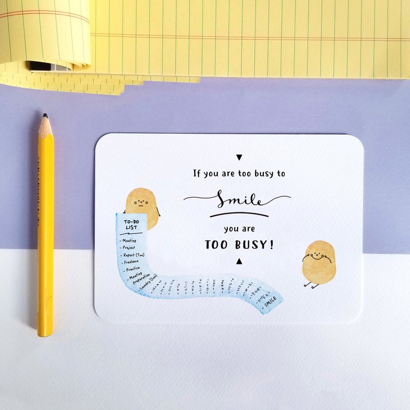 小薯明信片－忙碌也要记得微笑 - 卡片/明信片 - 纸 紫色