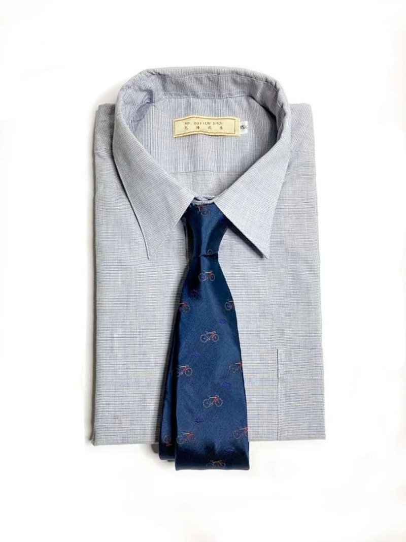 向前的自己 脚踏车 蚕丝领带 Neckties - 领带/领带夹 - 丝．绢 蓝色