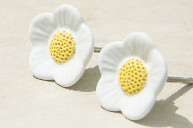 英式复古手绘陶瓷手把/陶瓷门把/陶瓷窗户门把-立体雏菊花一对价 - 花瓶/陶器 - 陶 多色