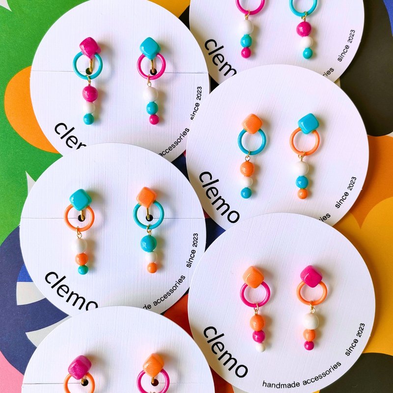 编发 钴/紫红/橘色【耳针/耳夹】 - 耳环/耳夹 - 其他材质 多色