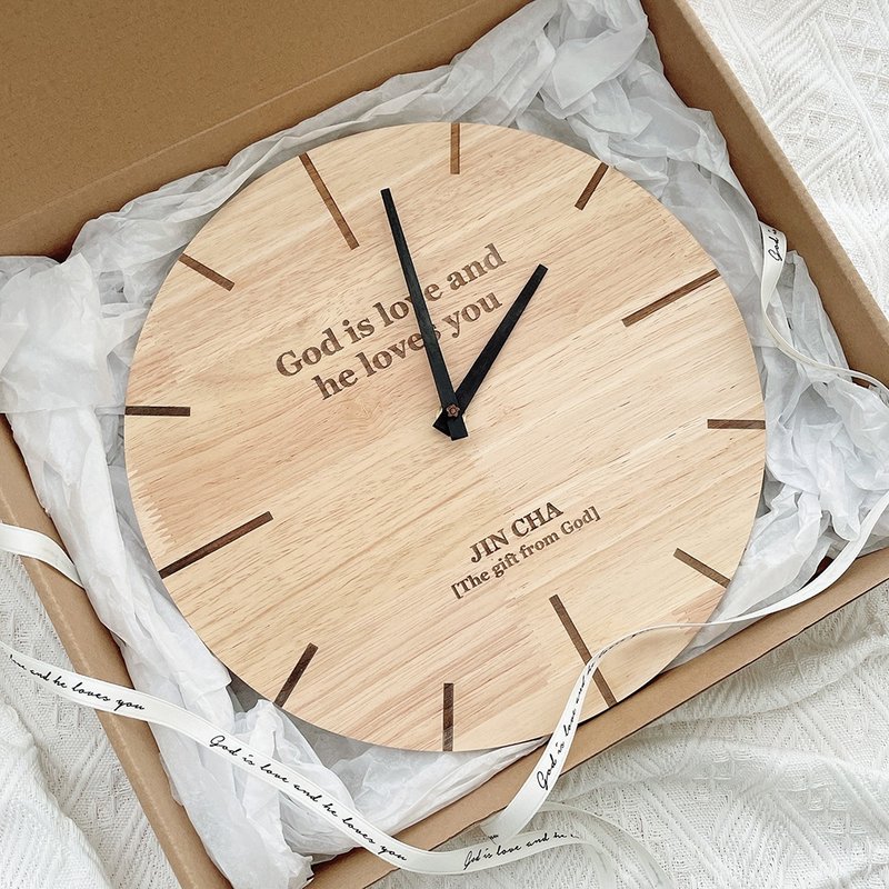JIN CHA GOD-实木时钟 God is love and he loves you/基督/福音 - 时钟/闹钟 - 木头 