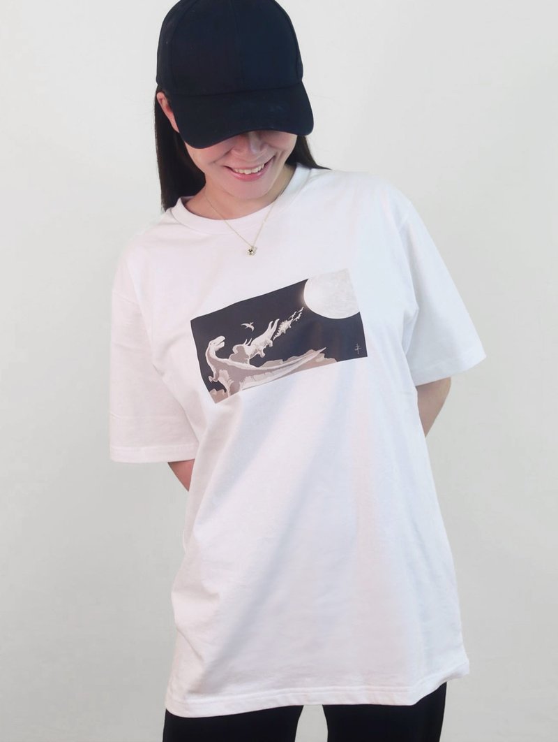 ZJ中厚磅经典短袖T恤 迁徙款恐龙人系列绘图设计 台湾制造MIT - 男装上衣/T 恤 - 棉．麻 白色