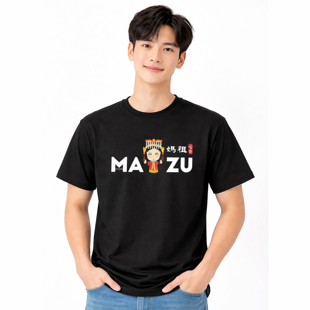 台湾妈祖MAZU插画T恤 文青设计短袖 中性穿搭 - 男装上衣/T 恤 - 棉 多色