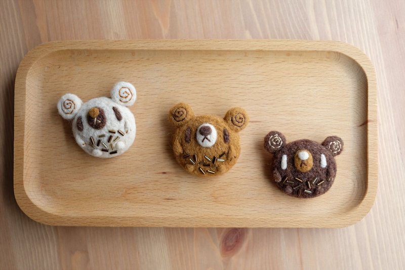 sleeping原创手工铺 【小熊曲奇饼干】胸针 - 胸针 - 羊毛 多色