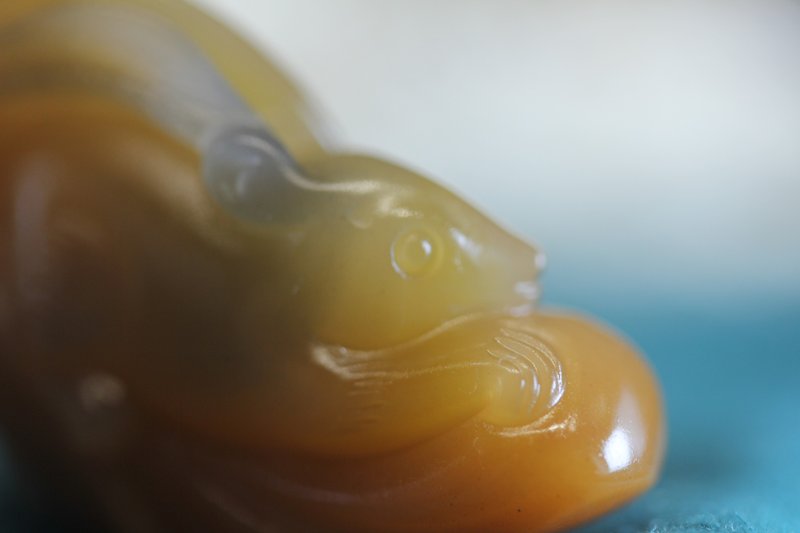 【招财鼠】十二生肖项链 \ 天然黄蜡石挂件 \ 手工制作吊坠 - 项链 - 玉石 黄色