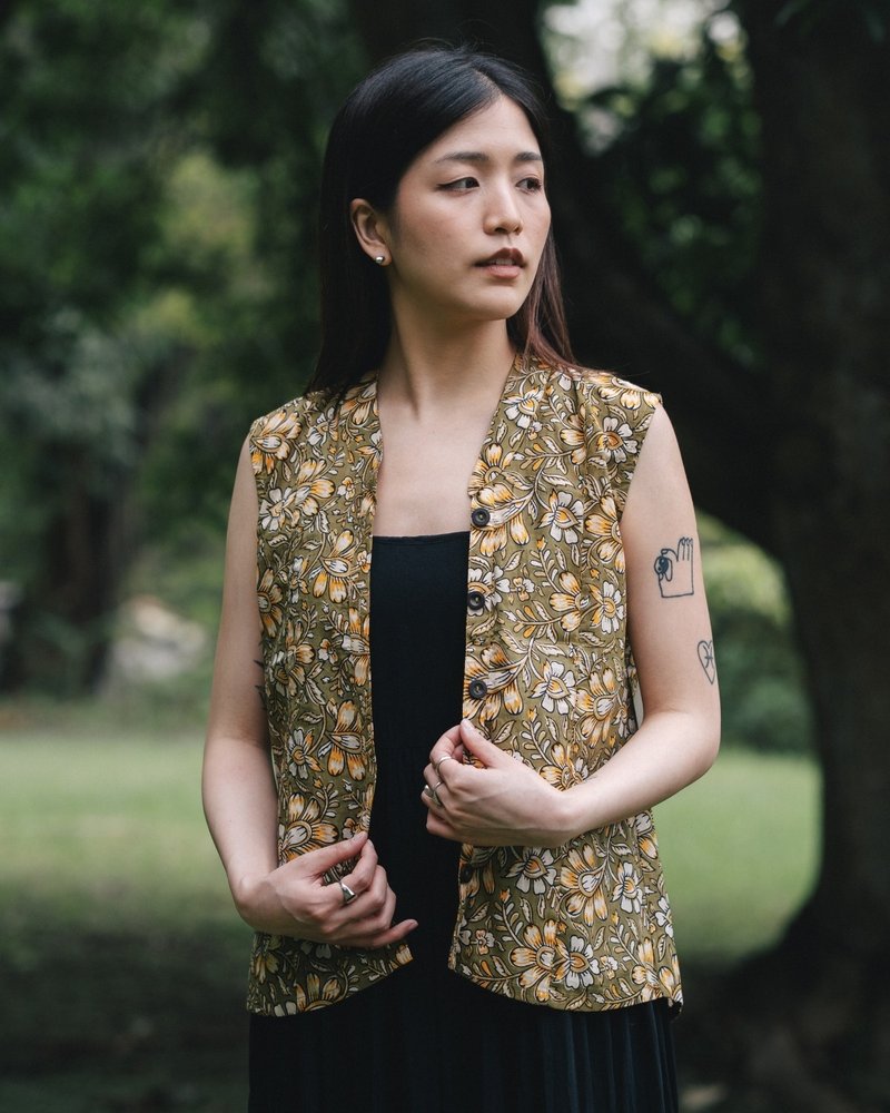 印度盖染工艺亲肤纯棉 背心 － 风铃木黄 - 女装背心 - 棉．麻 多色