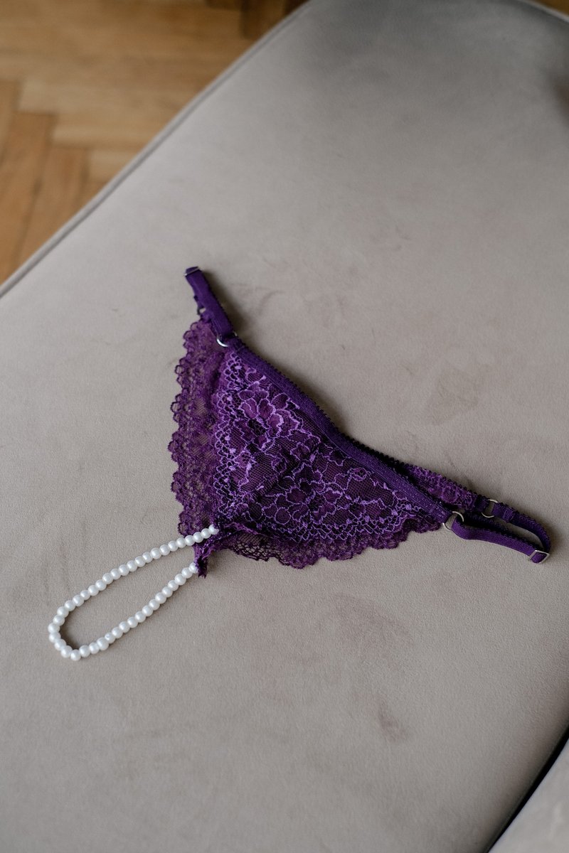 含珠设计无档内衣 - 性感内裤 - 女性性感内衣 - 女士内衣裤 - 尼龙 紫色