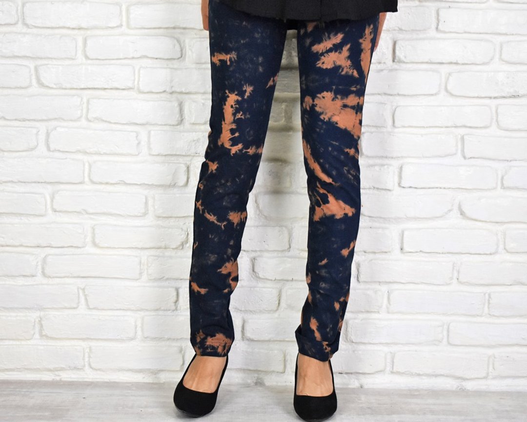 Superb comfort Skinny straight stretch long pants Thai die navy Brown - 女装长裤 - 其他材质 蓝色