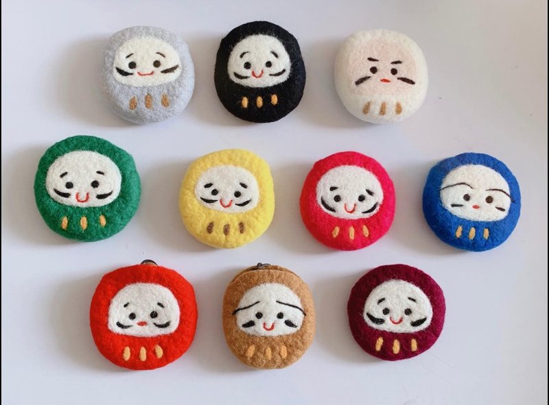 达摩 福神 不倒翁gogoro 感应式磁扣 钥匙套 附颈绳挂绳 台湾品牌 - 钥匙链/钥匙包 - 羊毛 红色