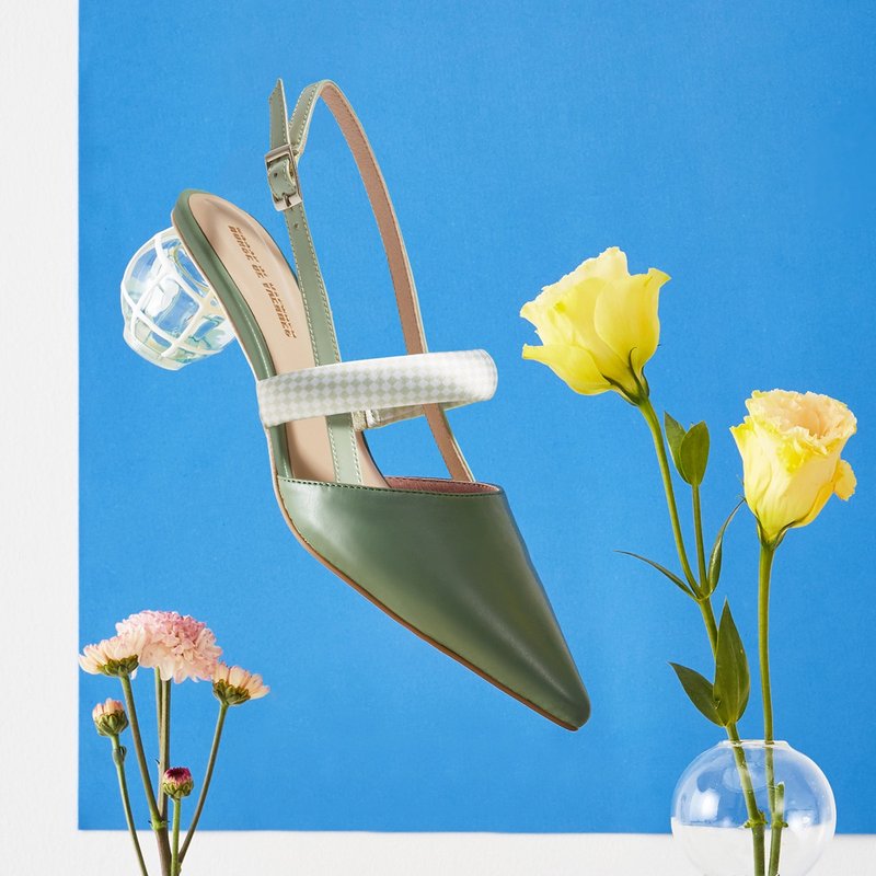 | HOA | 小尖头卜卜带后抽水晶跟鞋 | 绿色 | 5615 | - 高跟鞋 - 人造皮革 绿色