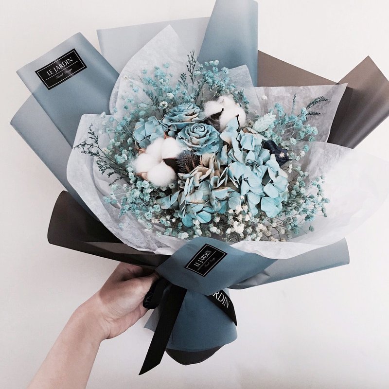 Le Jardin 英伦绅士 蓝色花材 蓝灰拼色满天星 干燥花束 / 礼物 - 植栽/盆栽 - 植物．花 