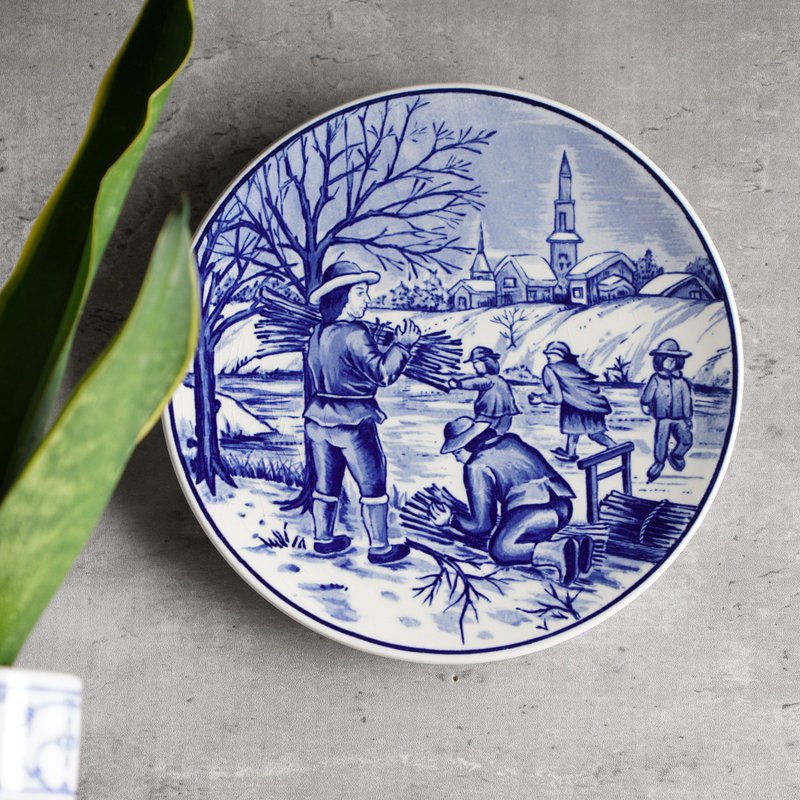 日本Royal Japan四季系列'冬季'挂盘/展示盘/装饰盘 - 墙贴/壁贴 - 陶 蓝色