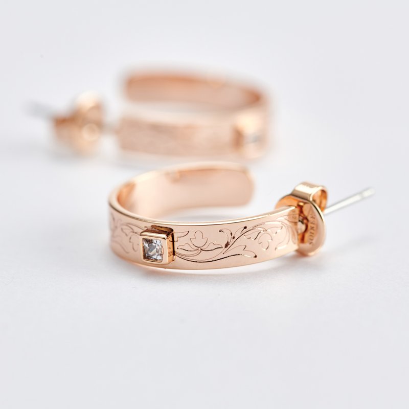 藤蔓环绕镶钻锆石耳环 I耳针 - 耳环/耳夹 - 铜/黄铜 