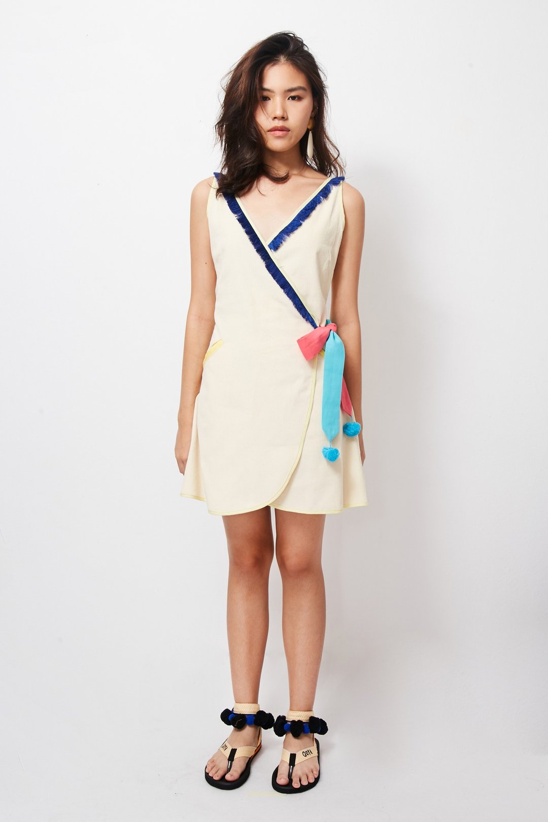 Mayu Mini Dress (Mayu White Cream Dress) - 洋装/连衣裙 - 棉．麻 