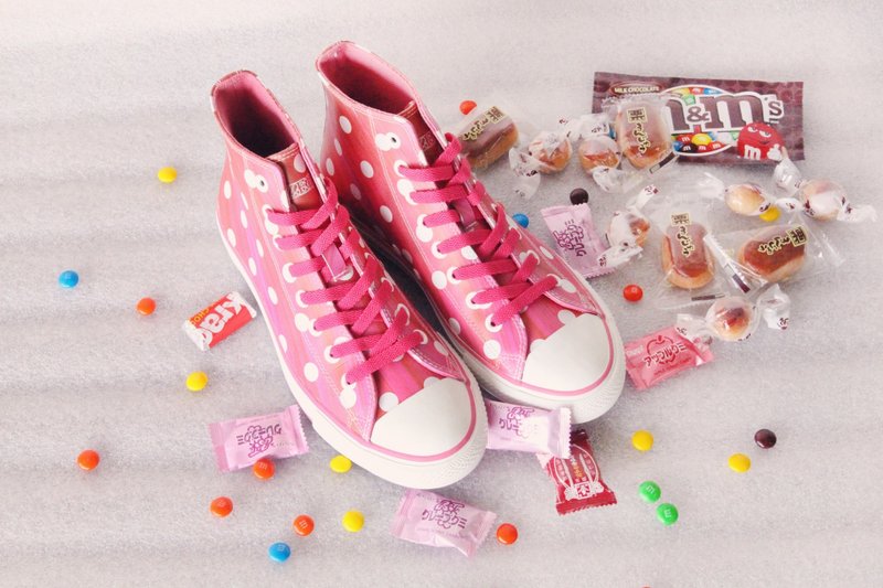 PI-ZERO 可爱 点点 粉红甜心  真皮 经典款加硫鞋 LS1503-H - 女款休闲鞋 - 真皮 粉红色